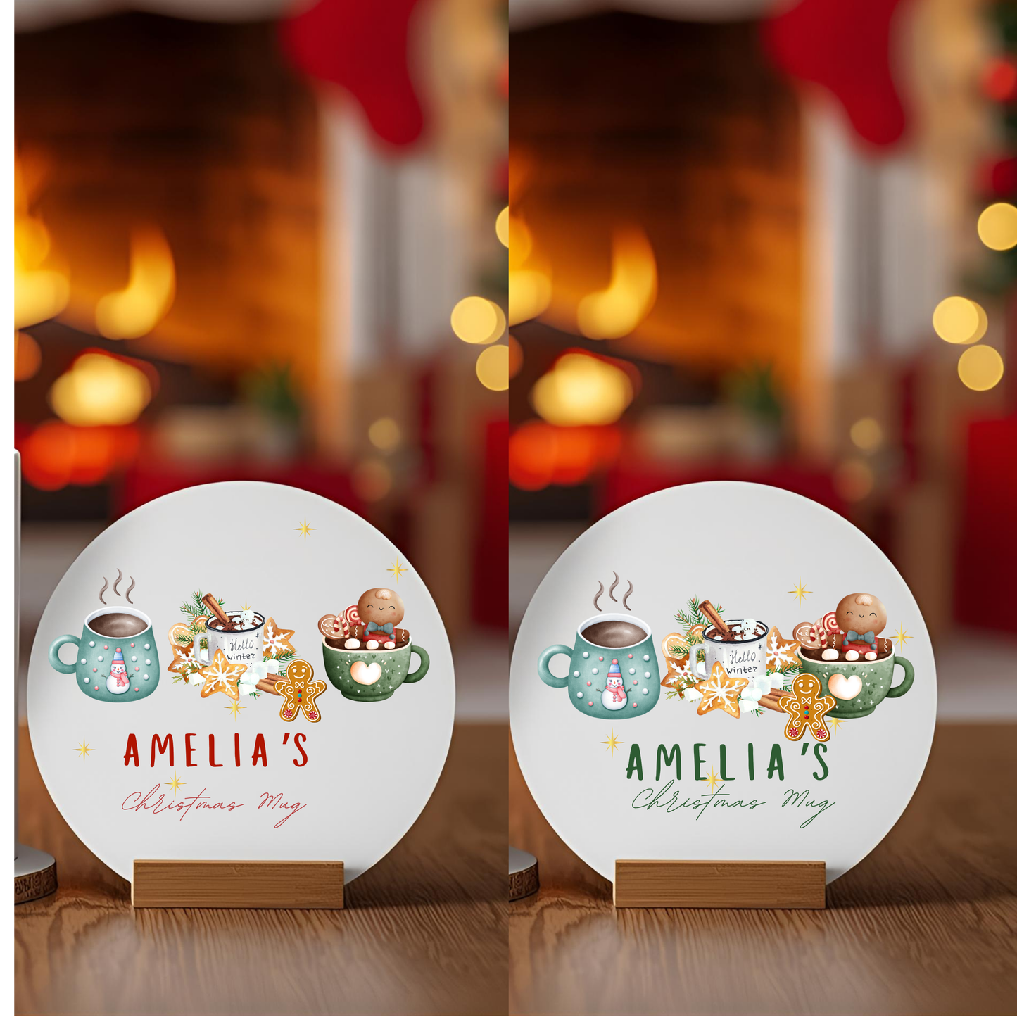 Personalised Mug / Coaster / Christmas Cosy winter Design Personalised .