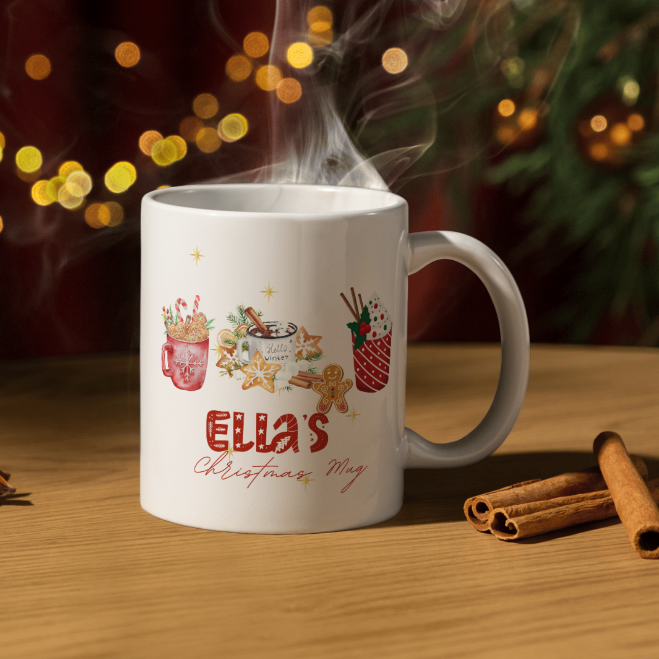 Personalised Mug / Coaster / Christmas Cosy winter Design Personalised .