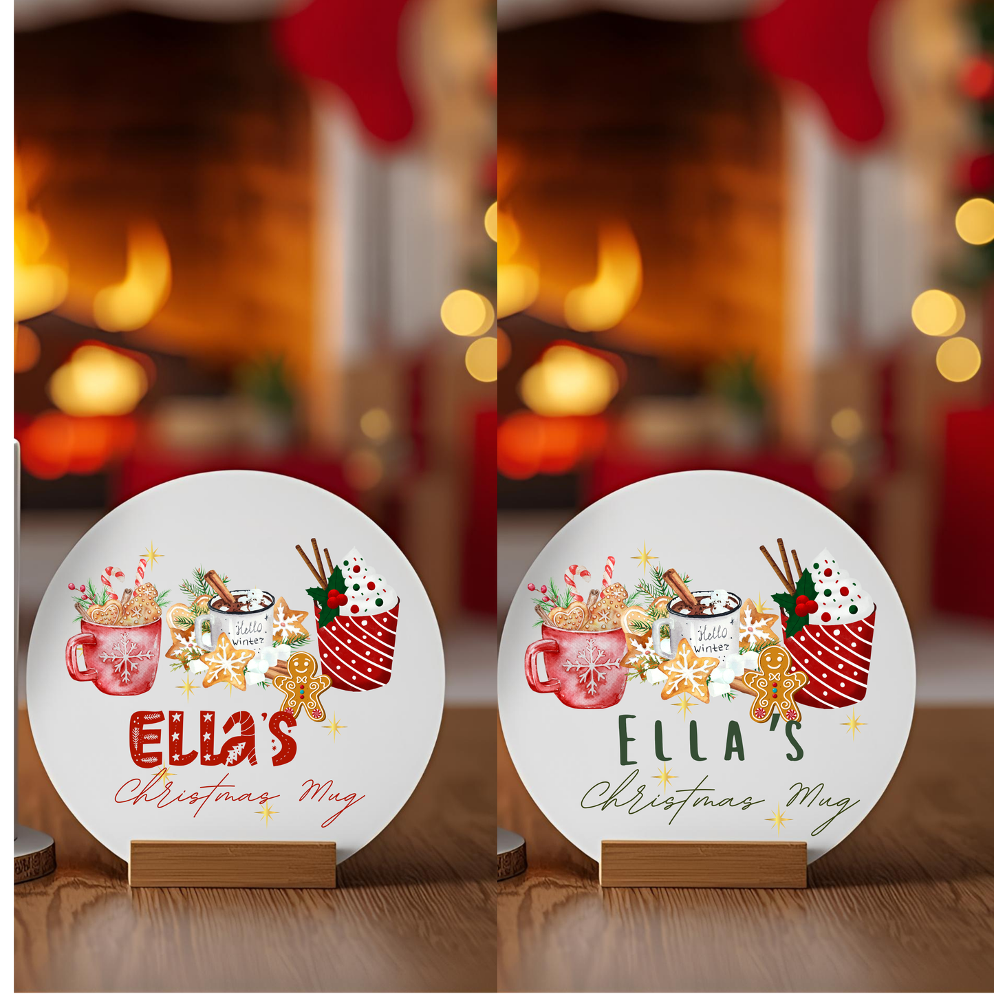 Personalised Mug / Coaster / Christmas Cosy winter Design Personalised .