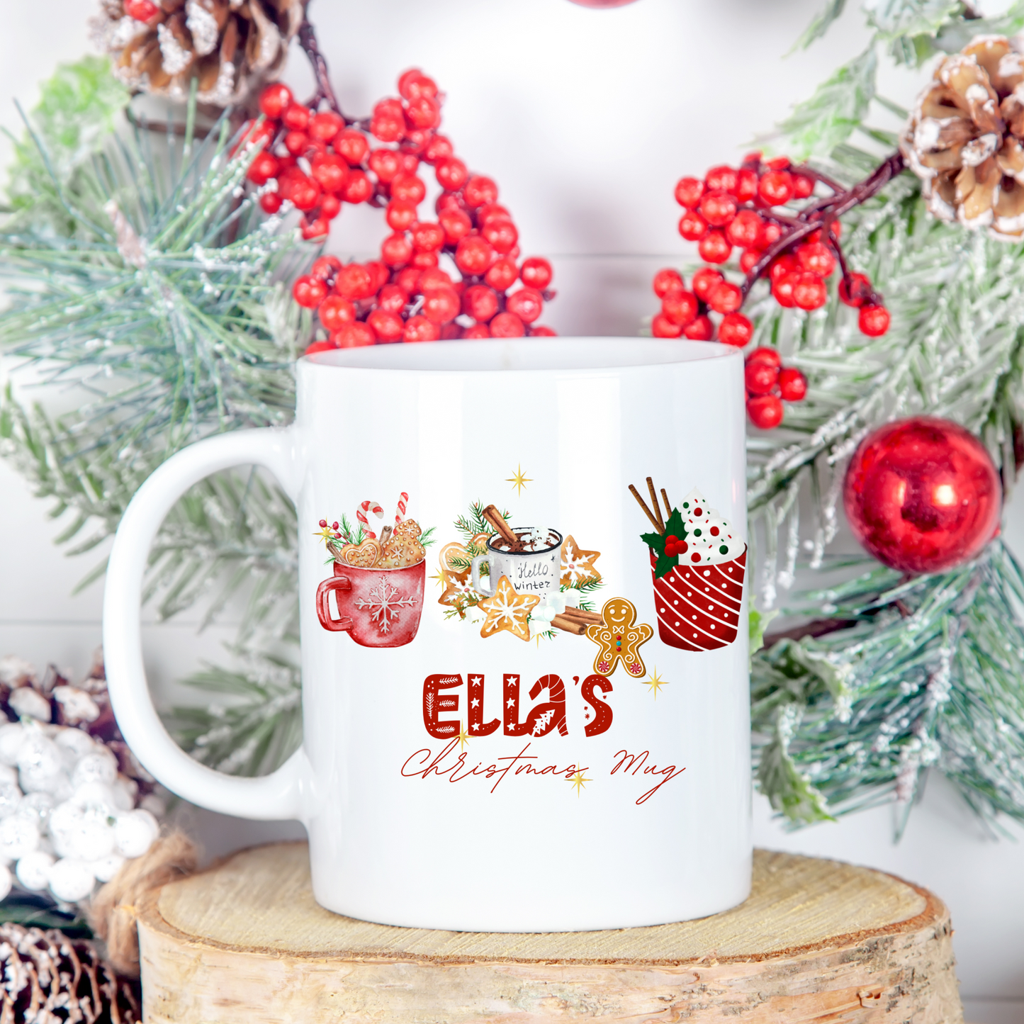 Personalised Mug / Coaster / Christmas Cosy winter Design Personalised .