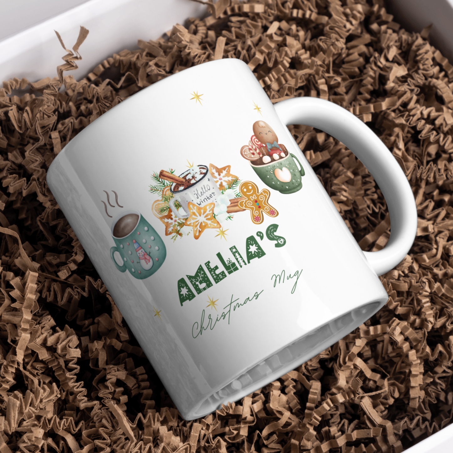 Personalised Mug / Coaster / Christmas Cosy winter Design Personalised .