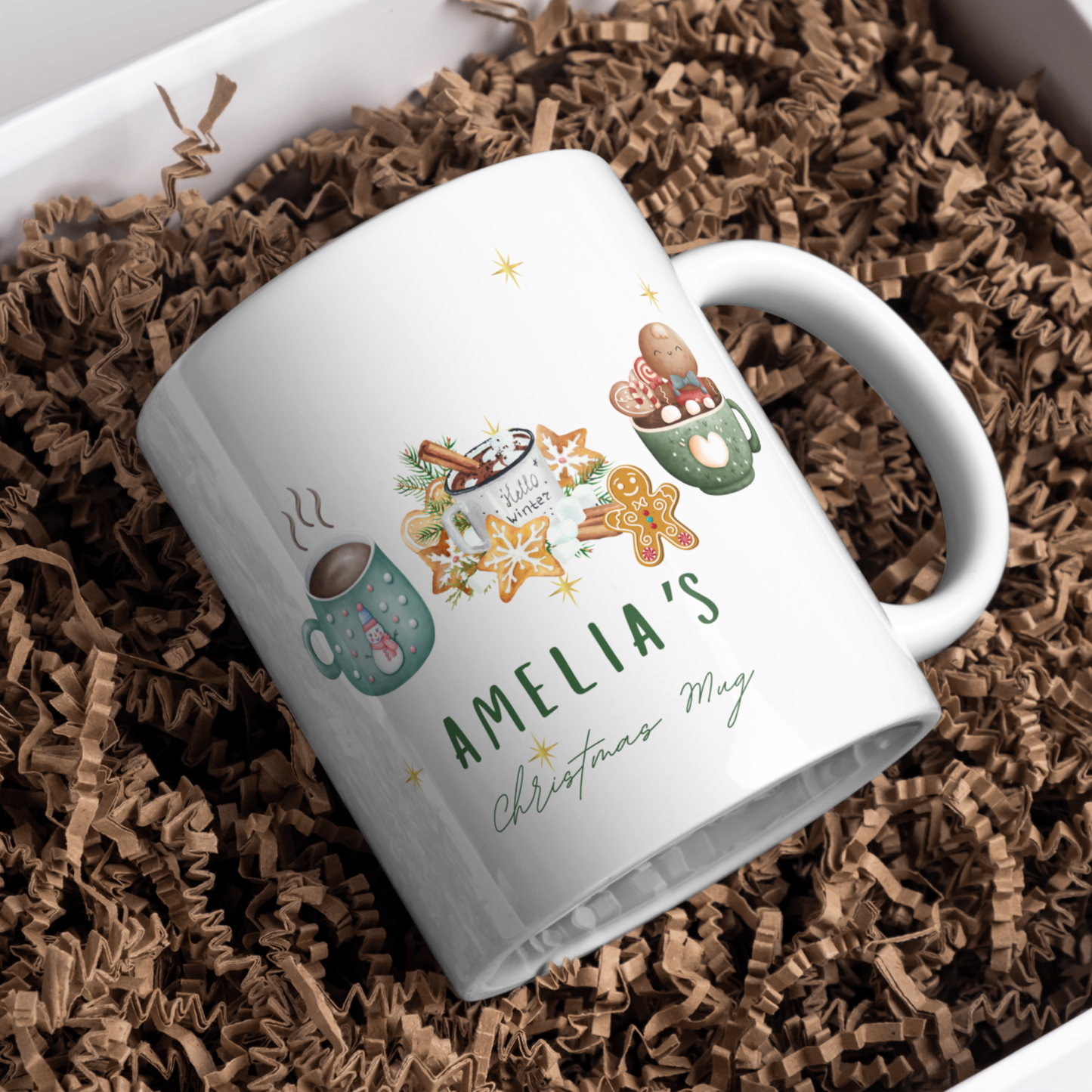 Personalised Mug / Coaster / Christmas Cosy winter Design Personalised .