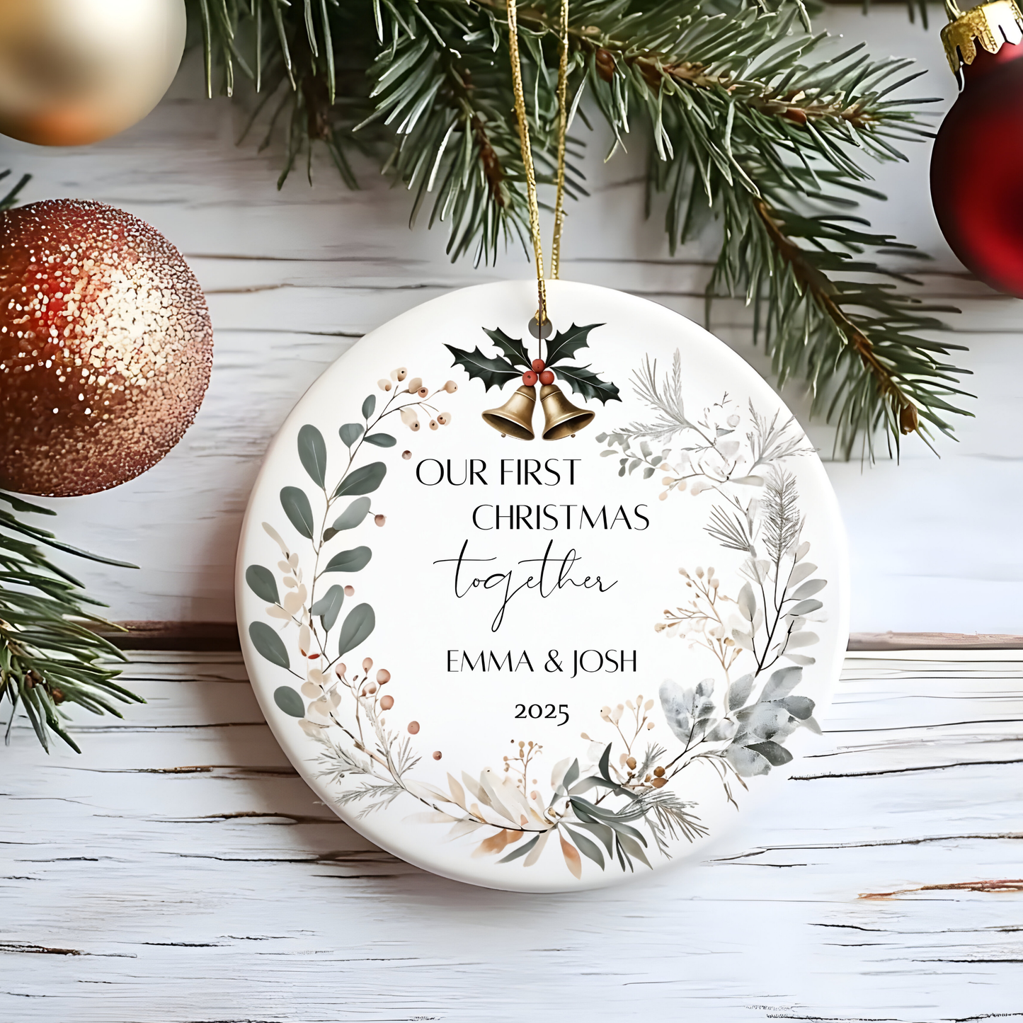 personalised Christmas bauble : Our First Christmas together