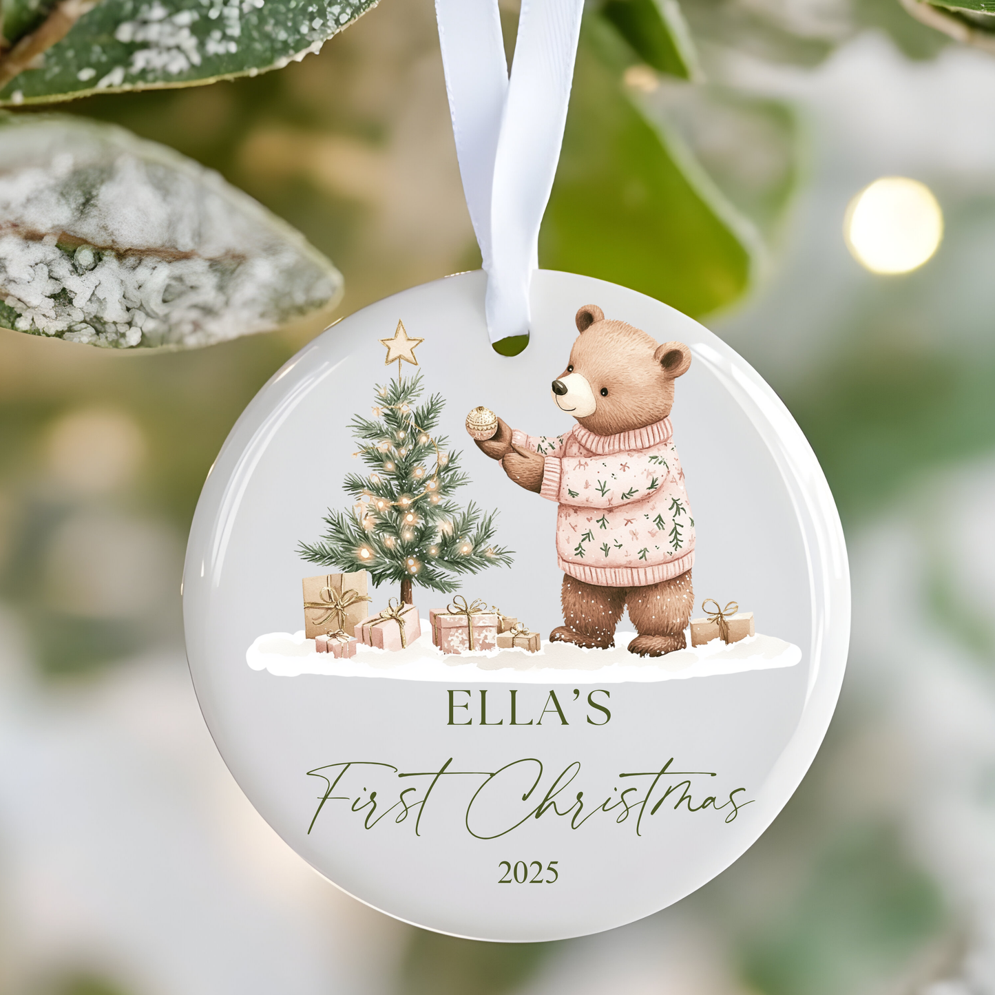 Personalised Baby's First Christmas Ornament: Ceramic Keepsake Bauble