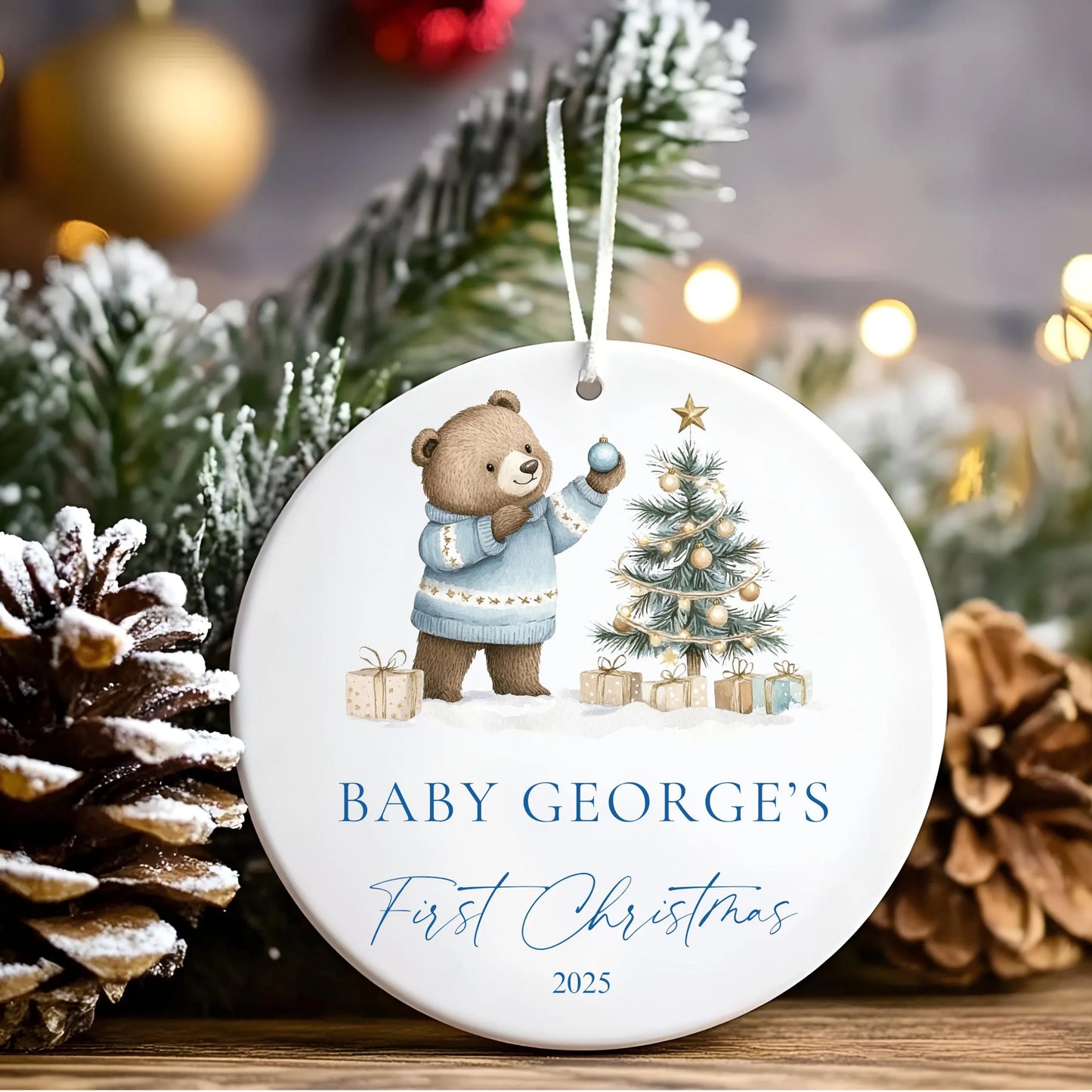 Personalised Baby's First Christmas Ornament: Ceramic Keepsake Bauble