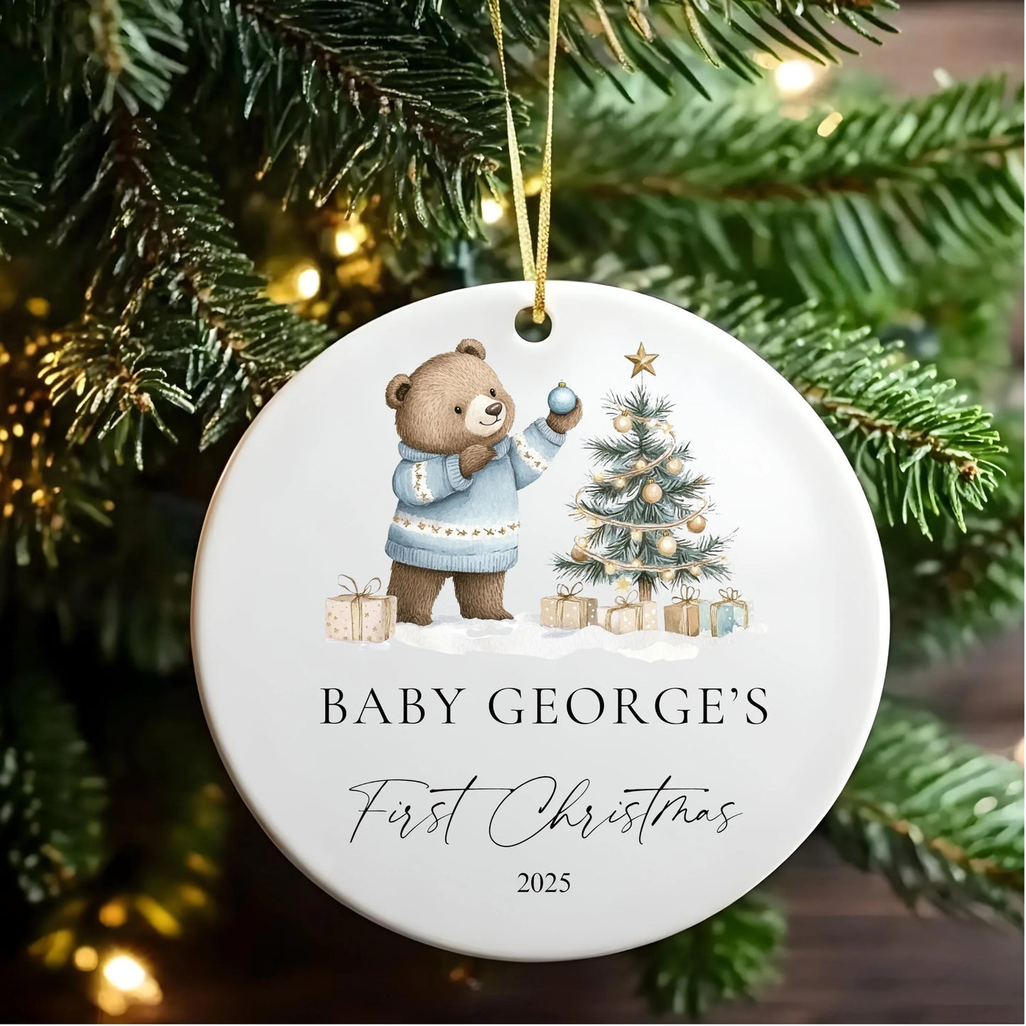Personalised Baby's First Christmas Ornament: Ceramic Keepsake Bauble