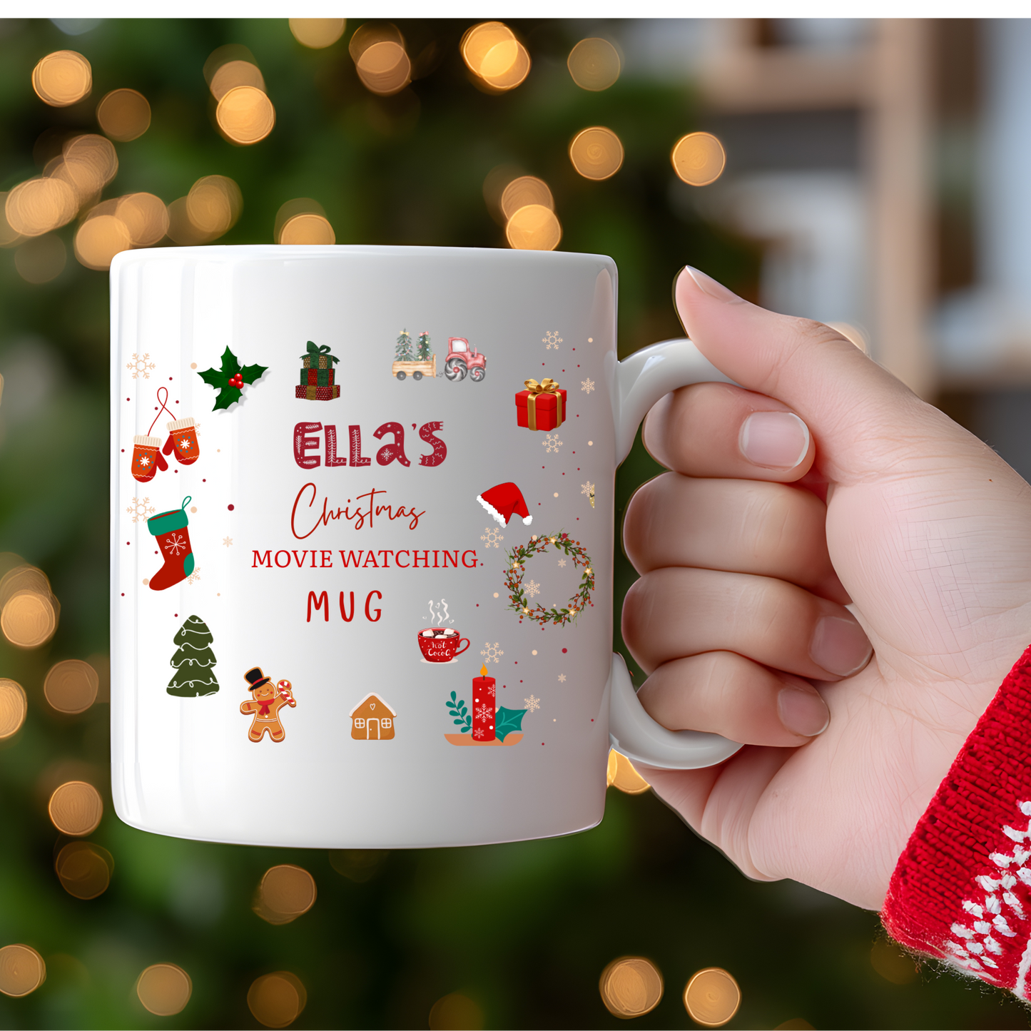 Personalised Mug / Coaster / Christmas Cosy winter Design Personalised .