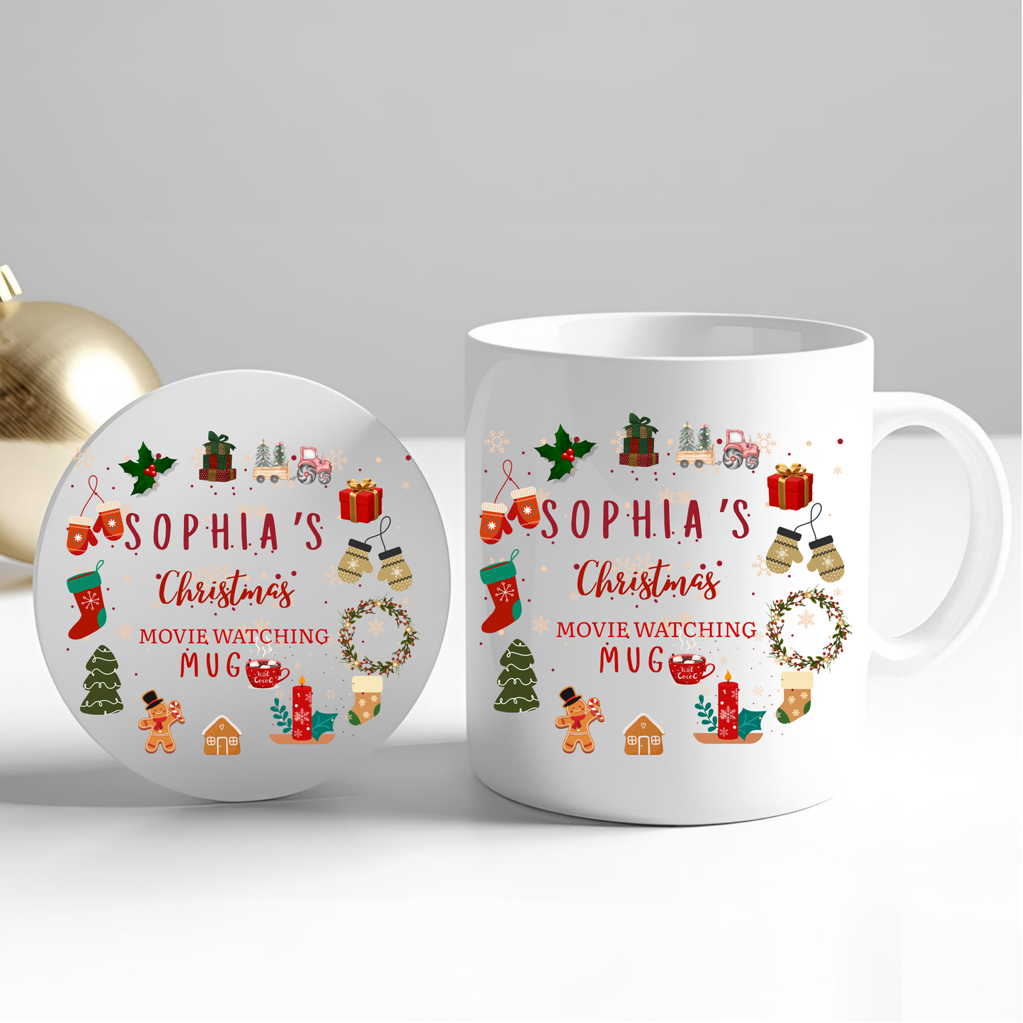 Personalised Mug / Coaster / Christmas  Movie Watching Mug