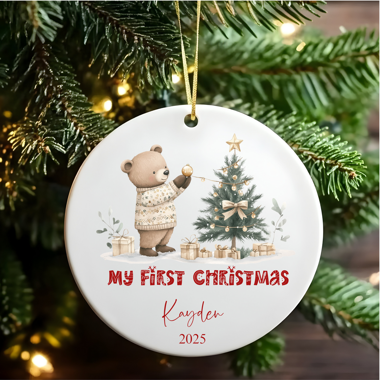 Personalised Child's First Christmas Ornament: My First Christmas Ceramic Bauble , My First Christmas Tree Ornament