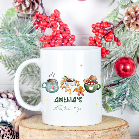 Personalised Mug / Coaster / Christmas Cosy winter Design Personalised .