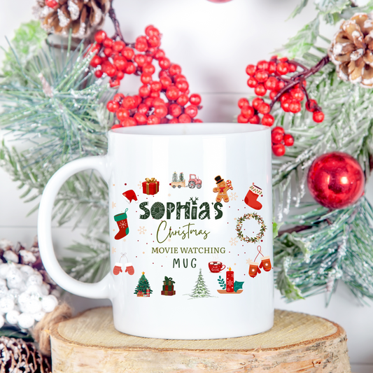 Personalised Mug / Coaster / Christmas  Movie Watching Mug
