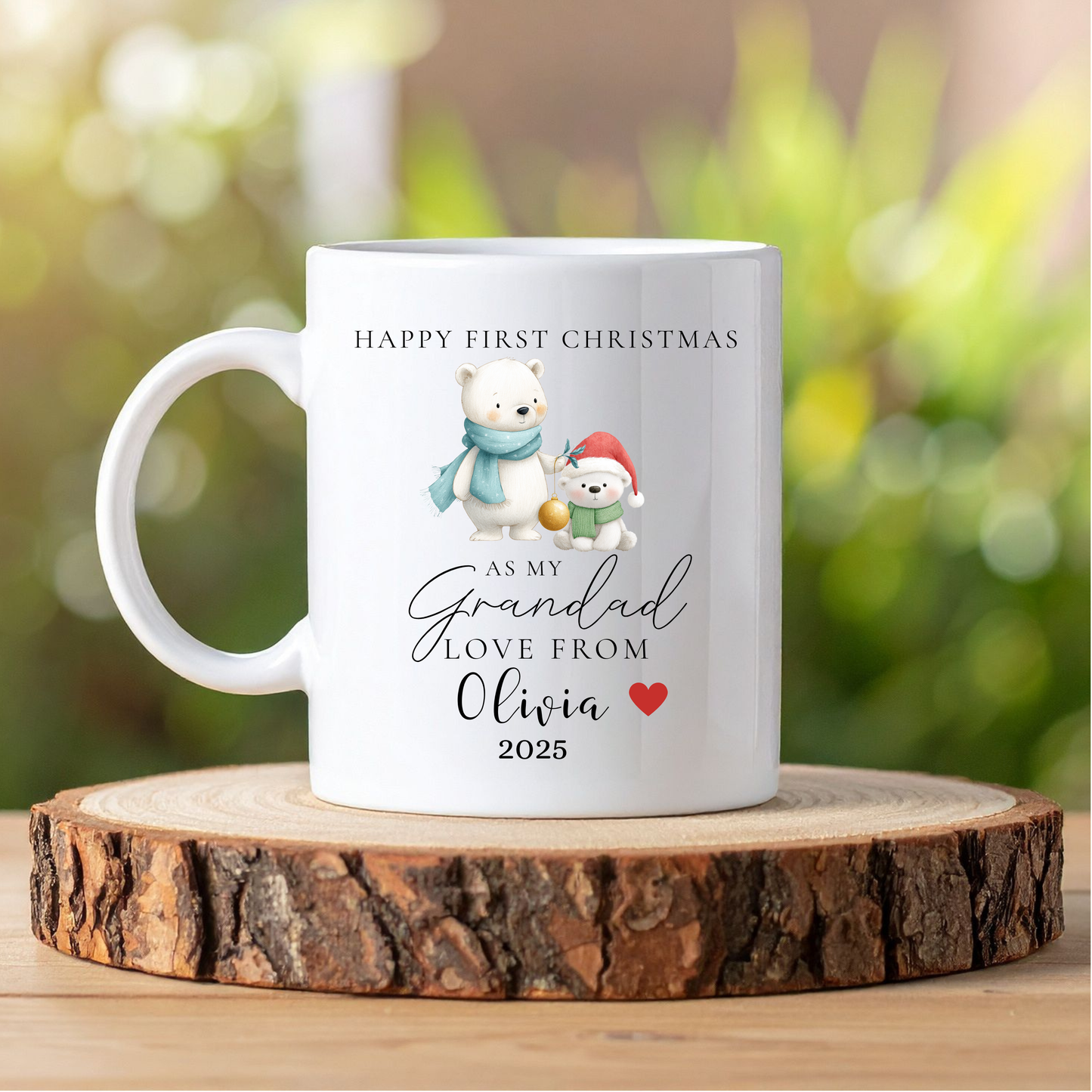 Personalised First Christmas As My Grandad Mug & Coaster Set, New Grandad Gift