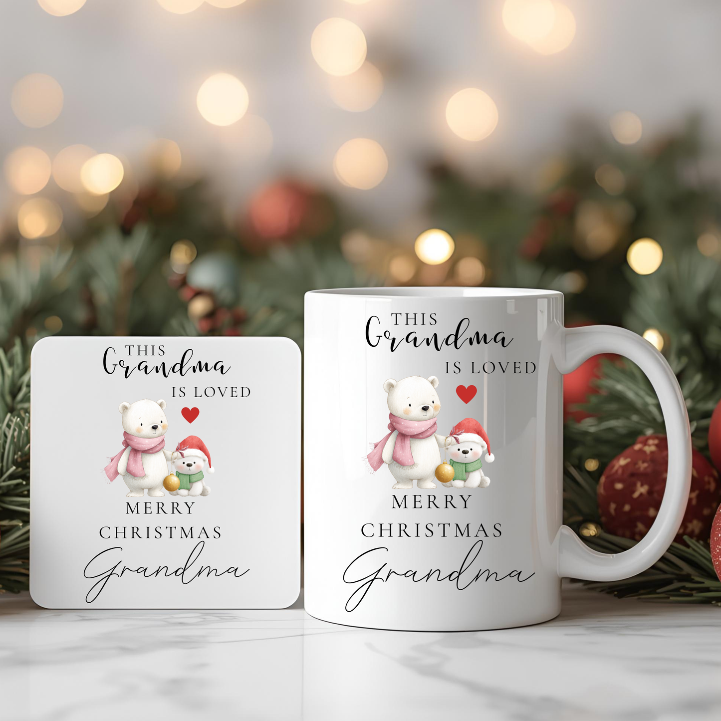 Grandma Mug & Coaster Set, This grandma is loved mug Gift