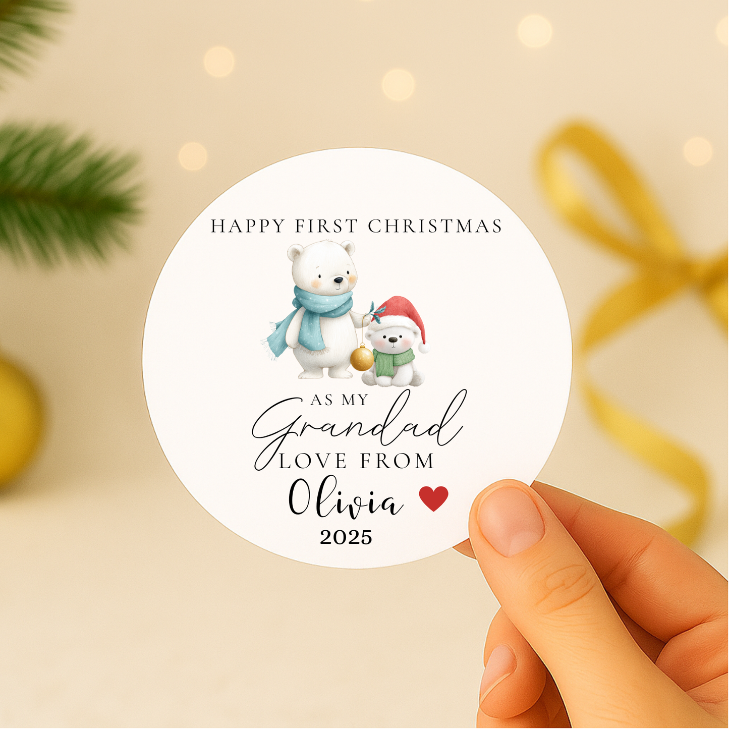 Personalised First Christmas As My Grandad Mug & Coaster Set, New Grandad Gift