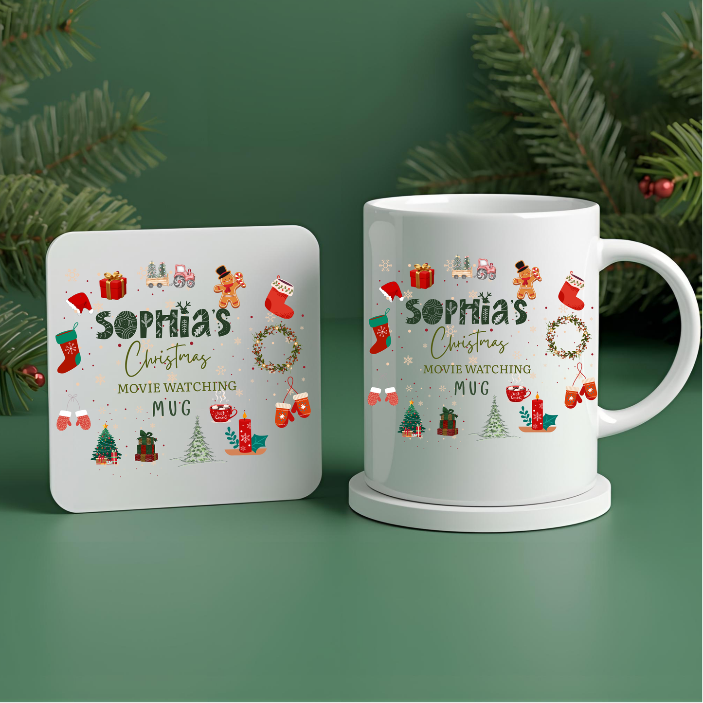 Personalised Mug / Coaster / Christmas  Movie Watching Mug