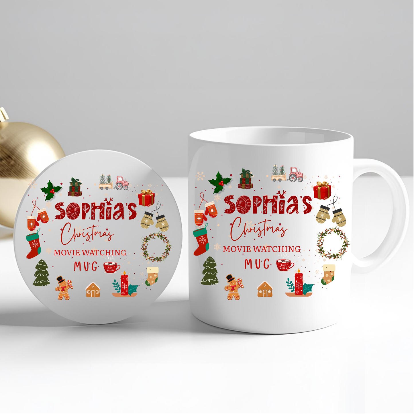Personalised Mug / Coaster / Christmas  Movie Watching Mug