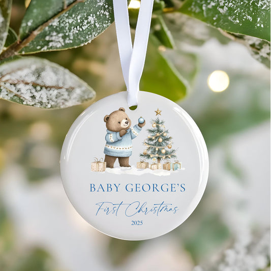 Personalised Baby's First Christmas Ornament: Ceramic Keepsake Bauble