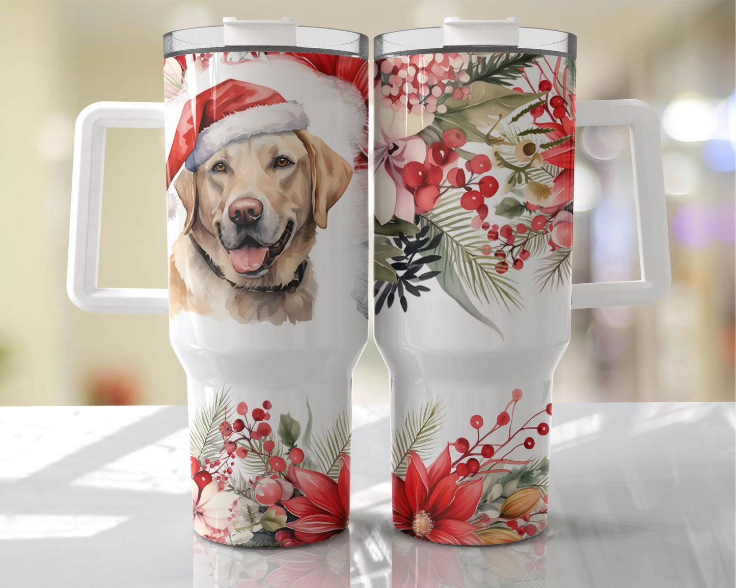 Festive Dog Tumbler, Personalised Christmas Tumbler , Personalised 40oz Crtistmas Tumbler, Festive Pet Gift