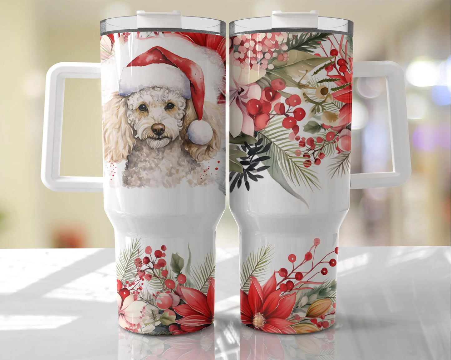 Festive Dog Tumbler, Personalised Christmas Tumbler , Personalised 40oz Crtistmas Tumbler, Festive Pet Gift