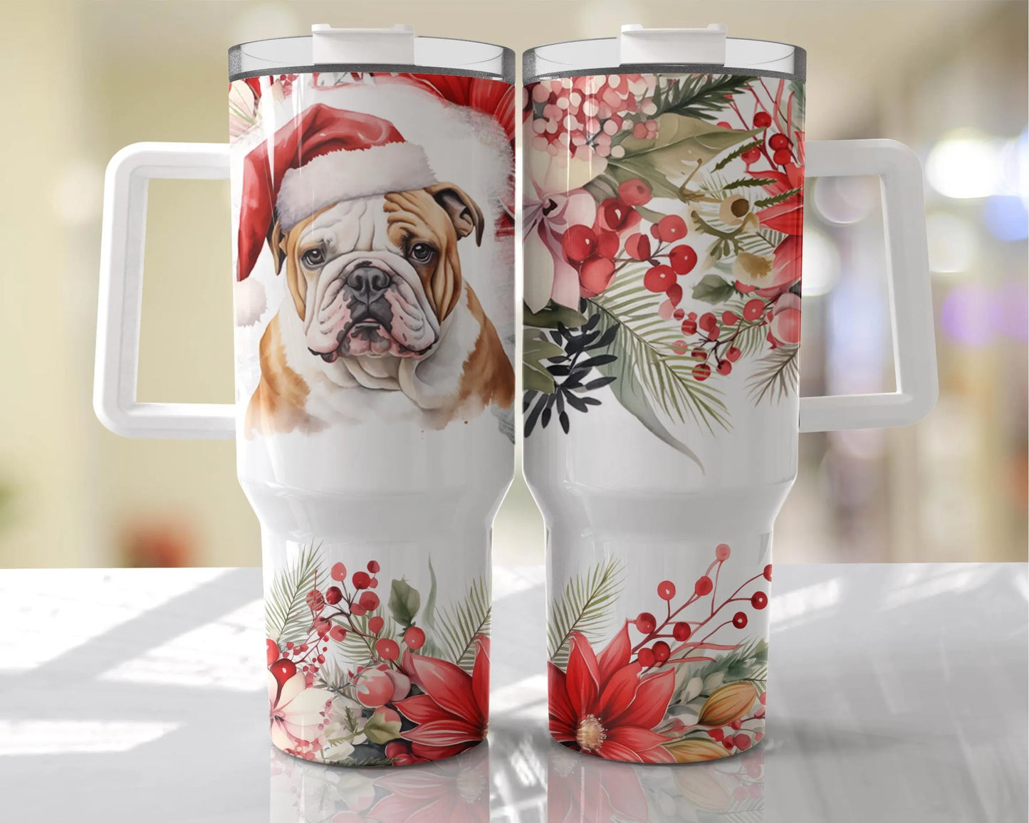 Festive Dog Tumbler, Personalised Christmas Tumbler , Personalised 40oz Crtistmas Tumbler, Festive Pet Gift