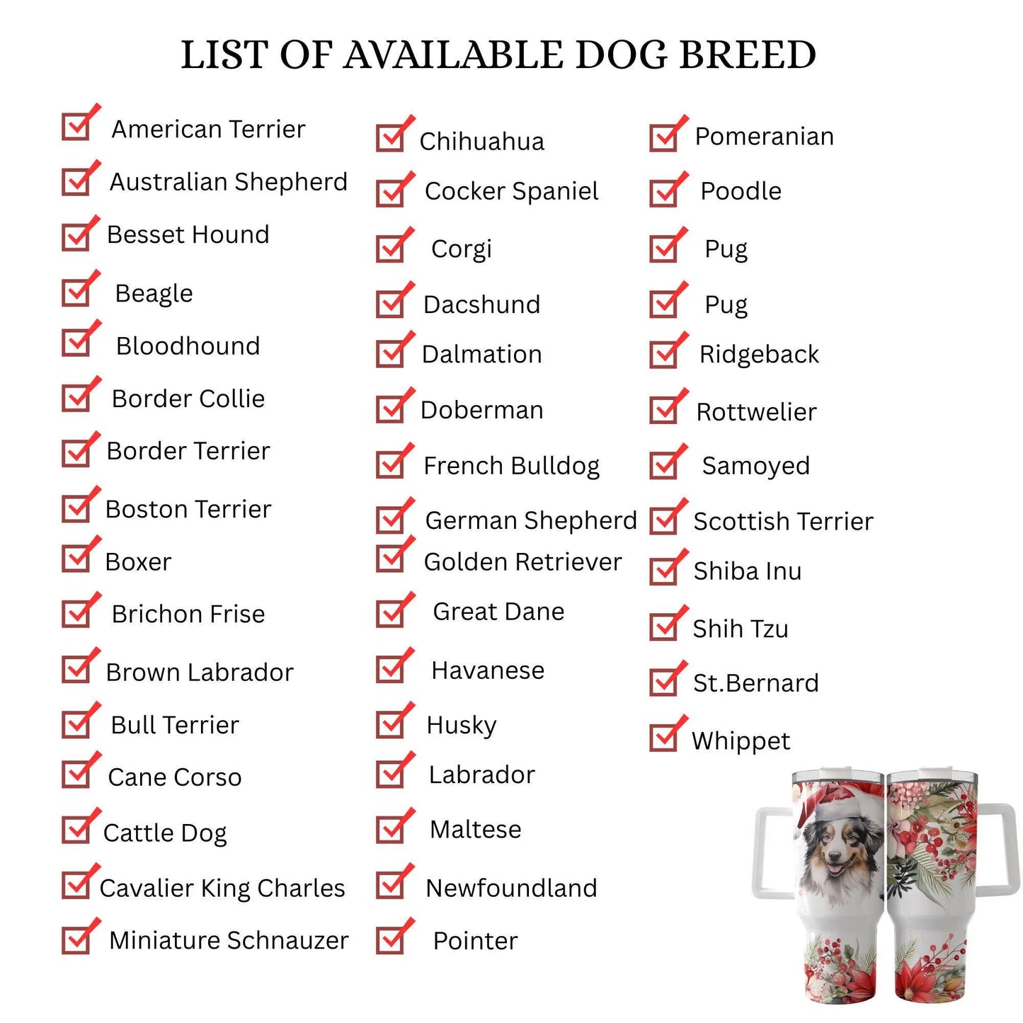 Festive Dog Tumbler, Personalised Christmas Tumbler , Personalised 40oz Crtistmas Tumbler, Festive Pet Gift