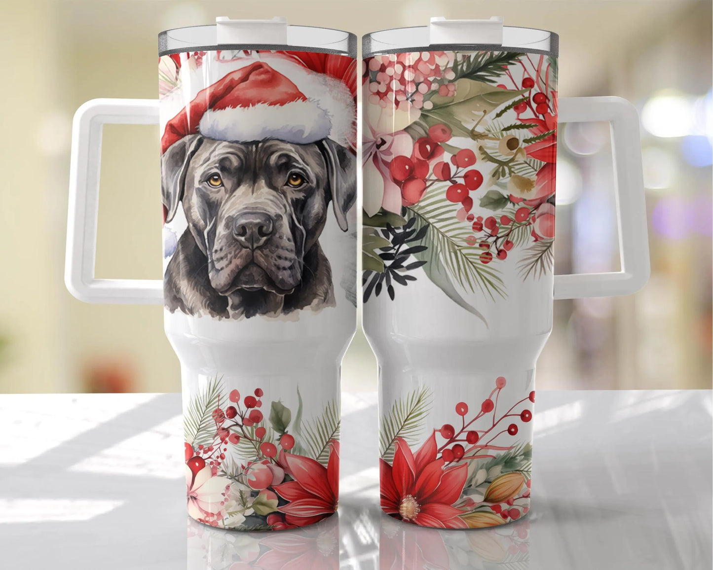 Festive Dog Tumbler, Personalised Christmas Tumbler , Personalised 40oz Crtistmas Tumbler, Festive Pet Gift