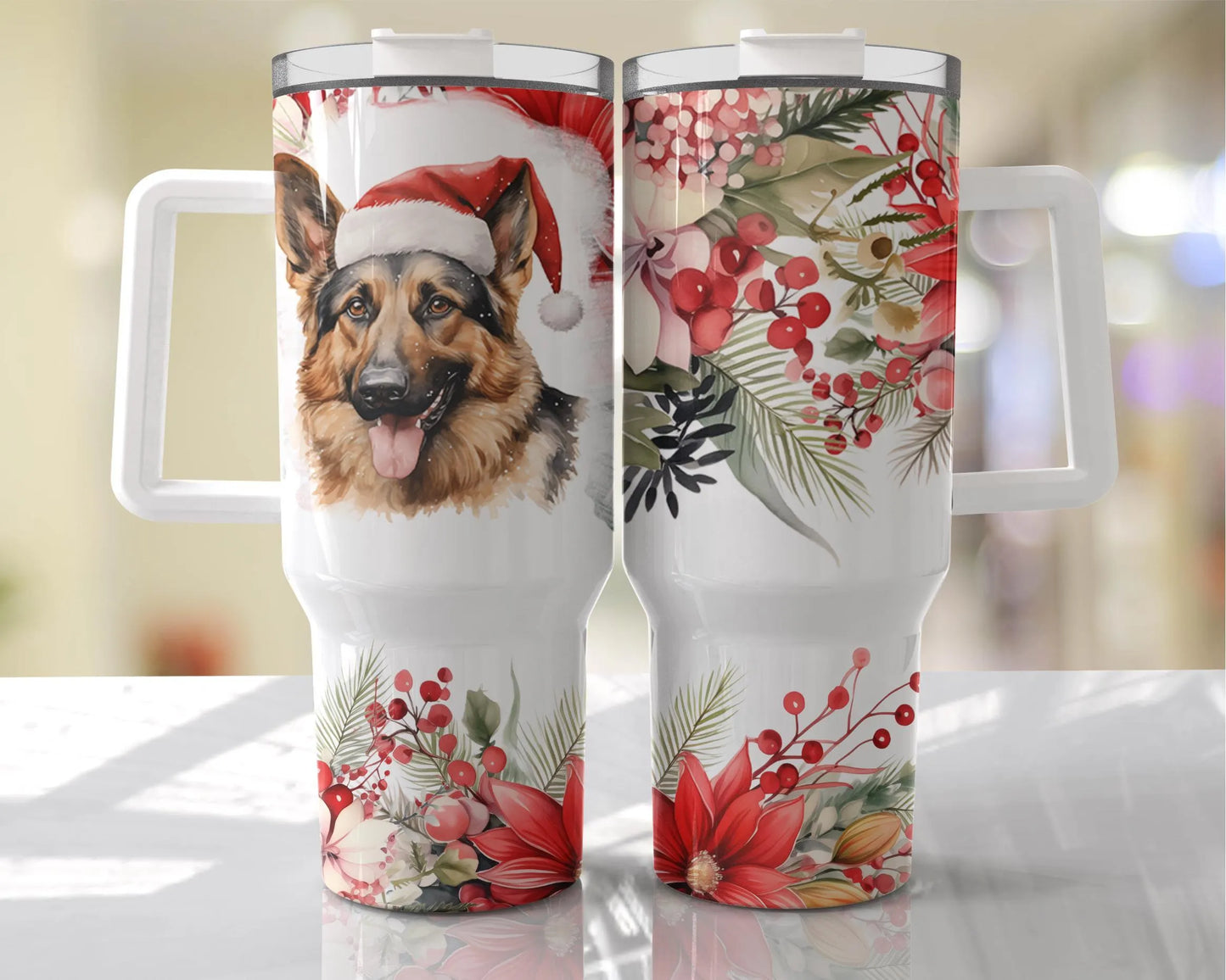 Festive Dog Tumbler, Personalised Christmas Tumbler , Personalised 40oz Crtistmas Tumbler, Festive Pet Gift