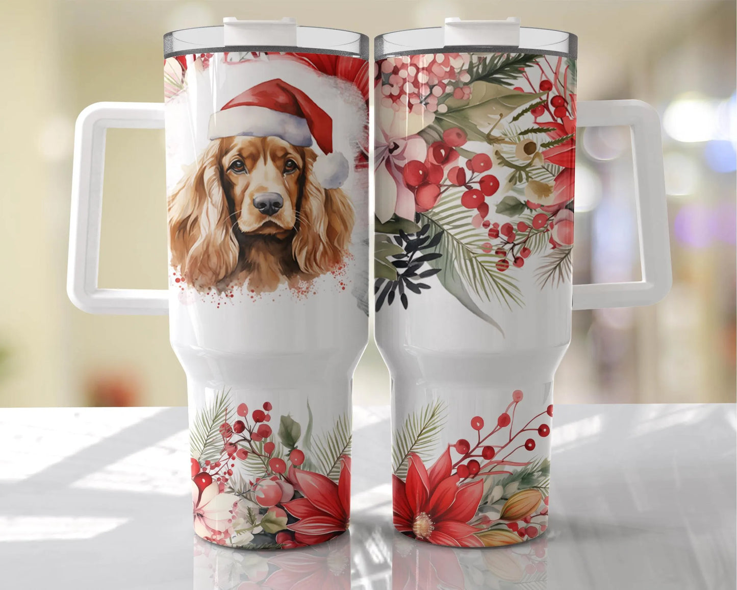Festive Dog Tumbler, Personalised Christmas Tumbler , Personalised 40oz Crtistmas Tumbler, Festive Pet Gift