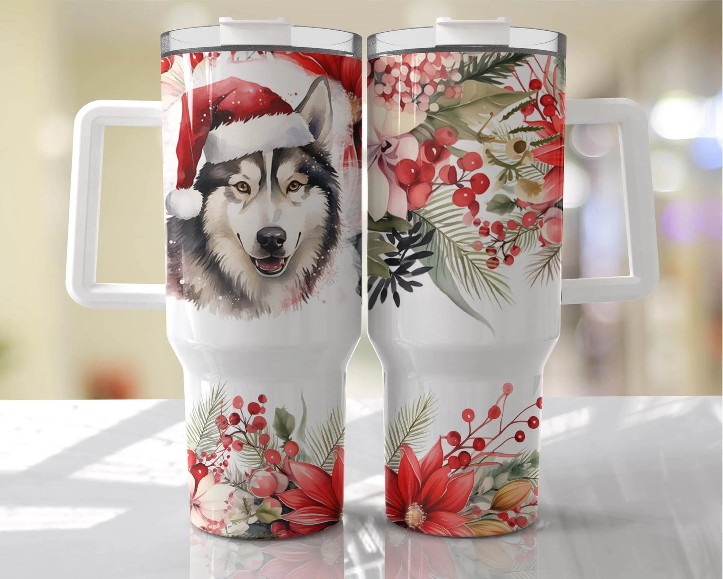 Festive Dog Tumbler, Personalised Christmas Tumbler , Personalised 40oz Crtistmas Tumbler, Festive Pet Gift