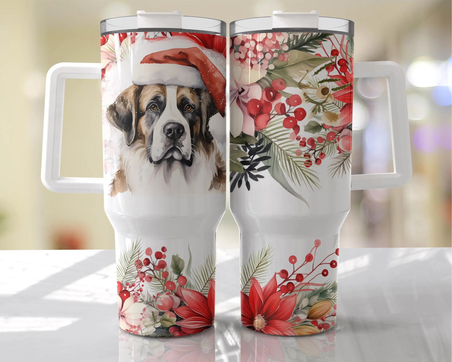 Festive Dog Tumbler, Personalised Christmas Tumbler , Personalised 40oz Crtistmas Tumbler, Festive Pet Gift